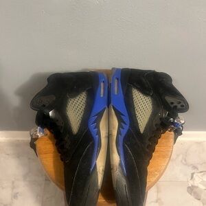 Jordan Men's Black and Blue Sneakers Retro 5 Racer Blue